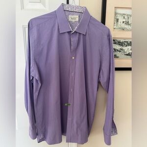 Ted Baker Lavender Checkered Dress Shirt 17.5 34/35